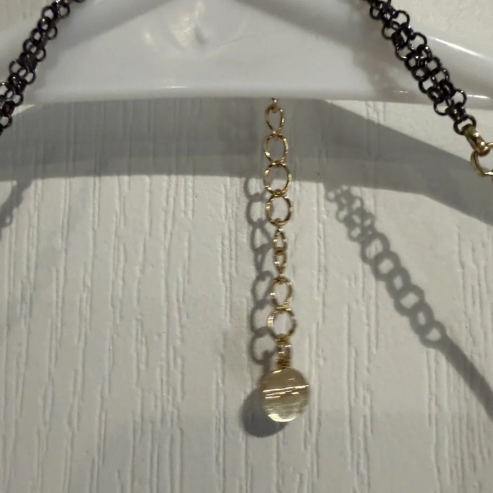 Elegant Gold and Black Fringe Necklace - Picture 5 of 5